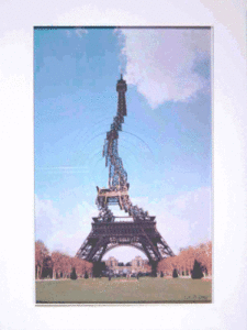 Mélangeur N°2, 2000 La Tour Eiffel dans tous ses états. Sérigraphie originale composée de onze planches, superposées avec une découpe qui rend l'œuvre mobile. Vendue sous cadre avec un dispositif permettant de fixer l'estampe dans la position choisie. Format 54/34 cm. 50 exemplaires signés et numérotés, 1 exemplaire Bibliothèque Nationale.