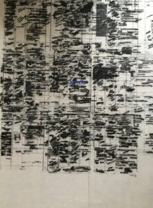 Mémento, 1991 Porte-folio de 12 planches 70/100 cm. Tiré à 24 exemplaires sur trois supports différents et réalisé à partir des agendas personnels de l’artiste. Une moitié du tirage est en porte-folio, l’autre moitié est vendue à l'unité. 4 exemplaires supplémentaires ont été tirés en E.A.