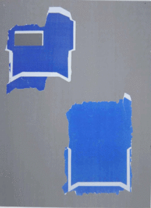Hommage aux Stella, 2000 Triptyque réalisé sur zinc prépatiné s'inscrivant dans la pratique de Pierre Buraglio quant à la réutilisation des matériaux du quotidien, ici, des enveloppes déchirées, Format 55/75 cm. 24 exemplaires signés et numérotés, 1 exemplaire Bibliothèque Nationale.