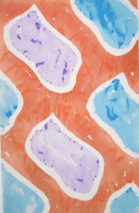 Sans Titre, 2001 Deux suites de la série éditée en 1999 (sérigraphie de droite). Sérigraphies originales sur papier vergé de récupération en tons aquarellés. format 64/100 cm. 60 exemplaires signés et numérotés, 1 exemplaire Bibliothèque Nationale.