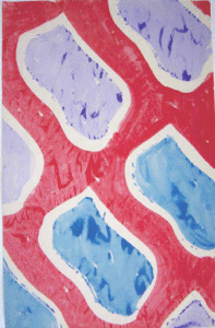 Sans Titre, 2001 Deux suites de la série éditée en 1999 (sérigraphie de droite). Sérigraphies originales sur papier vergé de récupération en tons aquarellés. format 64/100 cm. 60 exemplaires signés et numérotés, 1 exemplaire Bibliothèque Nationale.