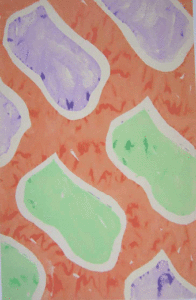 Sans Titre, 2001 Deux suites de la série éditée en 1999 (sérigraphie de droite). Sérigraphies originales sur papier vergé de récupération en tons aquarellés. format 64/100 cm. 60 exemplaires signés et numérotés, 1 exemplaire Bibliothèque Nationale.